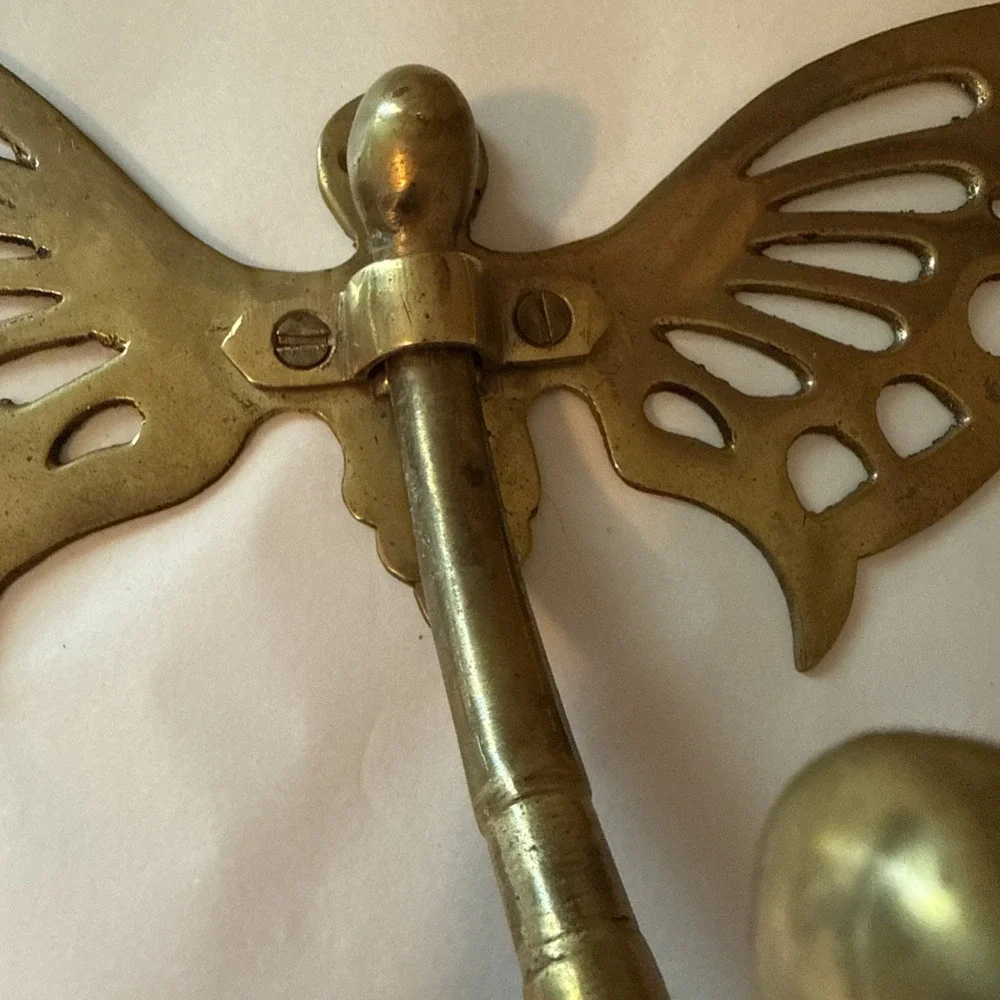 VTG Brass Butterfly Hook Collectible Wall Hanging Indoor Decor 10.5x7.5